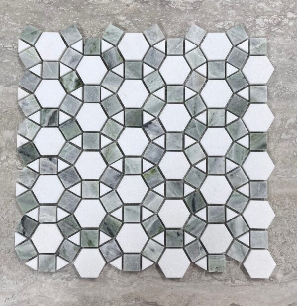 Starstile Montreal Crystal White + Jade Honed Mosaic Sheet 31.7x30.5cm