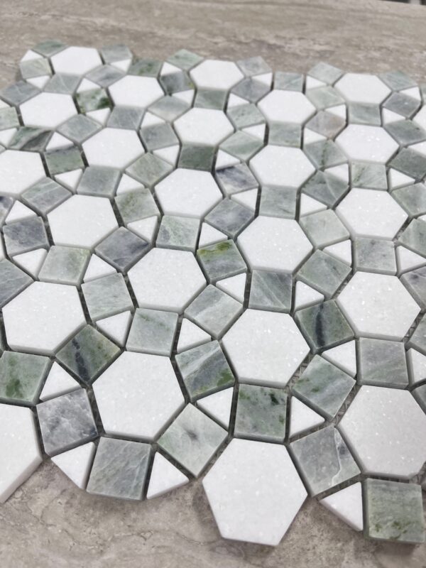 Starstile Montreal Crystal White + Jade Honed Mosaic Sheet 31.7x30.5cm - Image 2