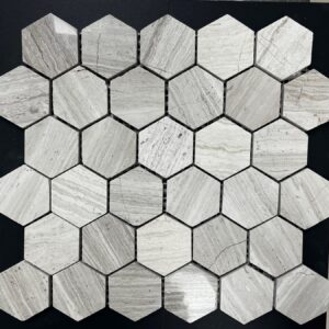 Bellavista 15NSS274 Wooden White Vein Cut Trav Hex 4.8cm